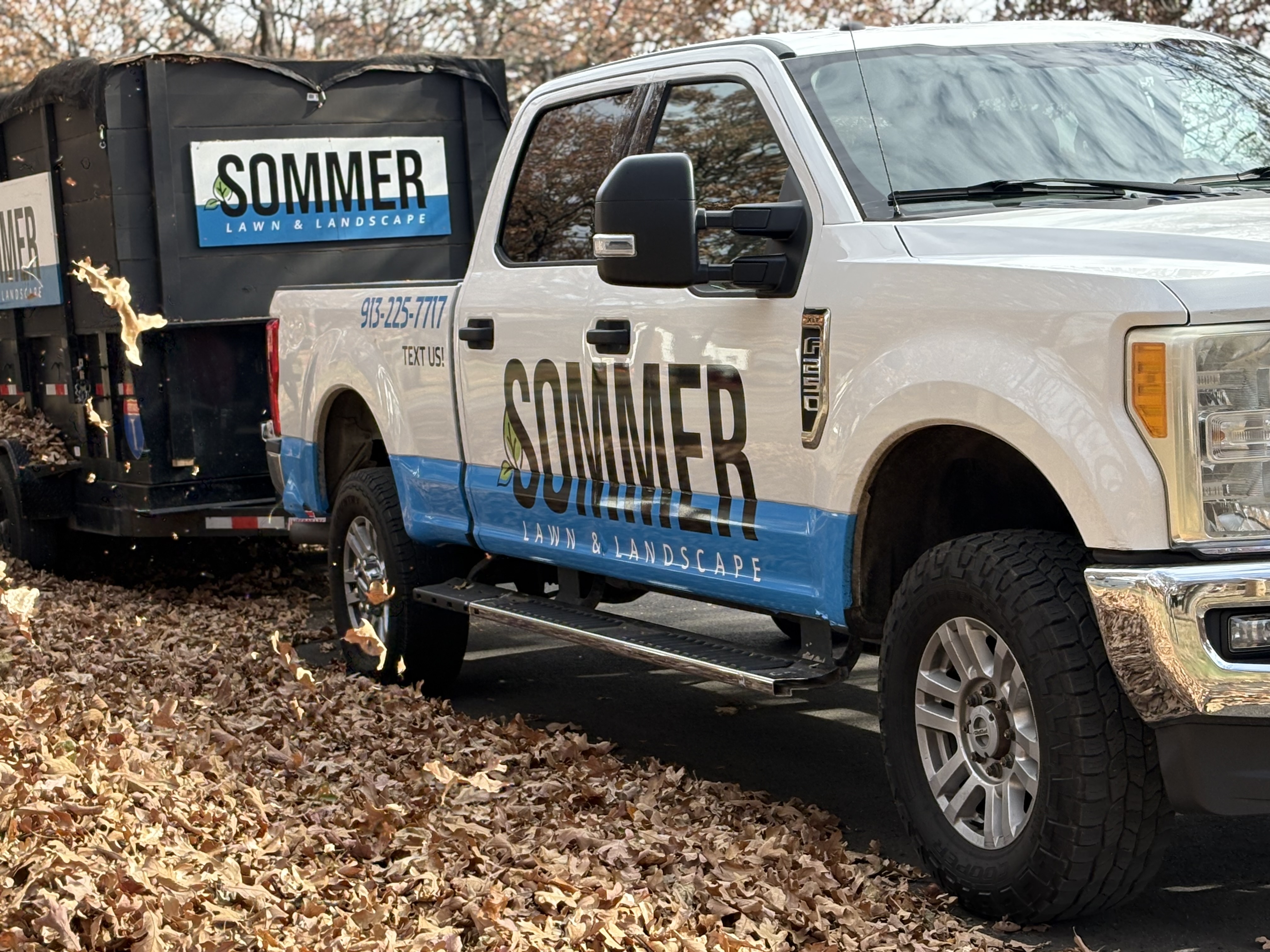 Sommer Lawn truck loaded with leaves after a cleanup